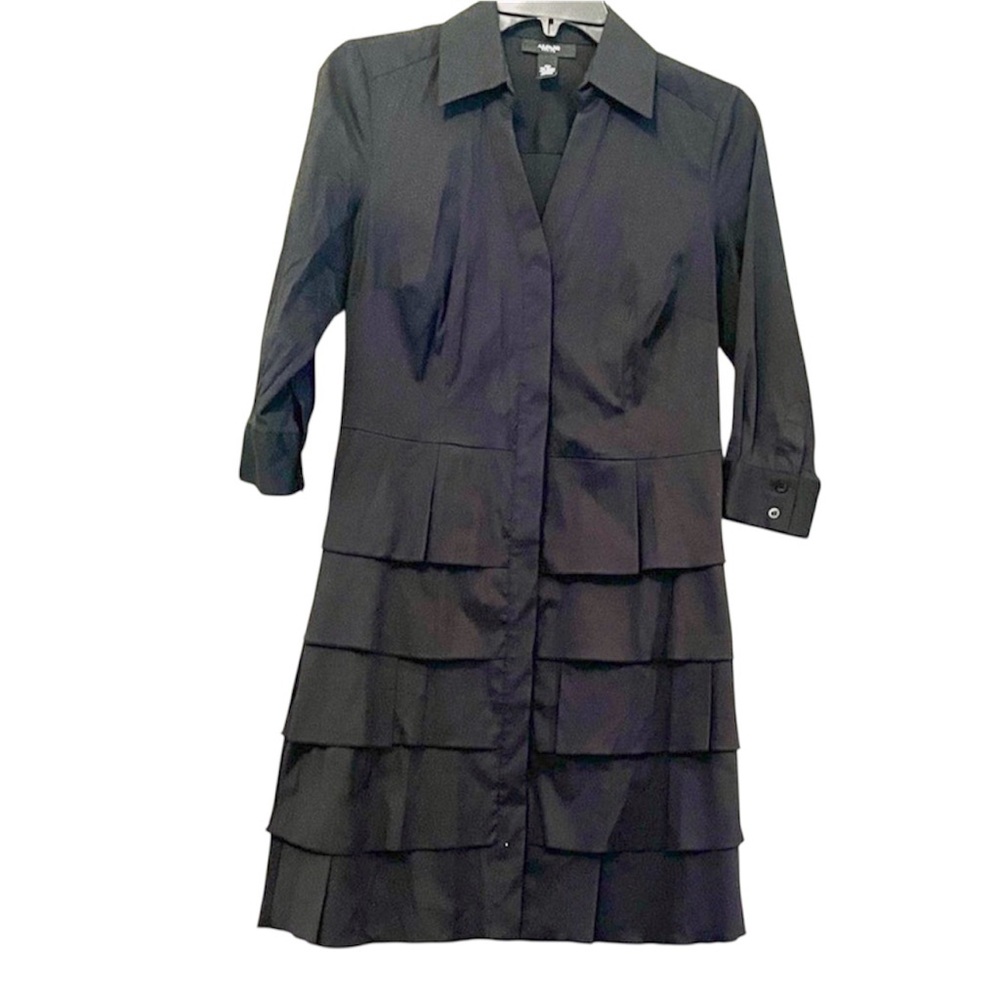 Alfani Shirt Dress, Black Stretch with 5-Tier Skirt